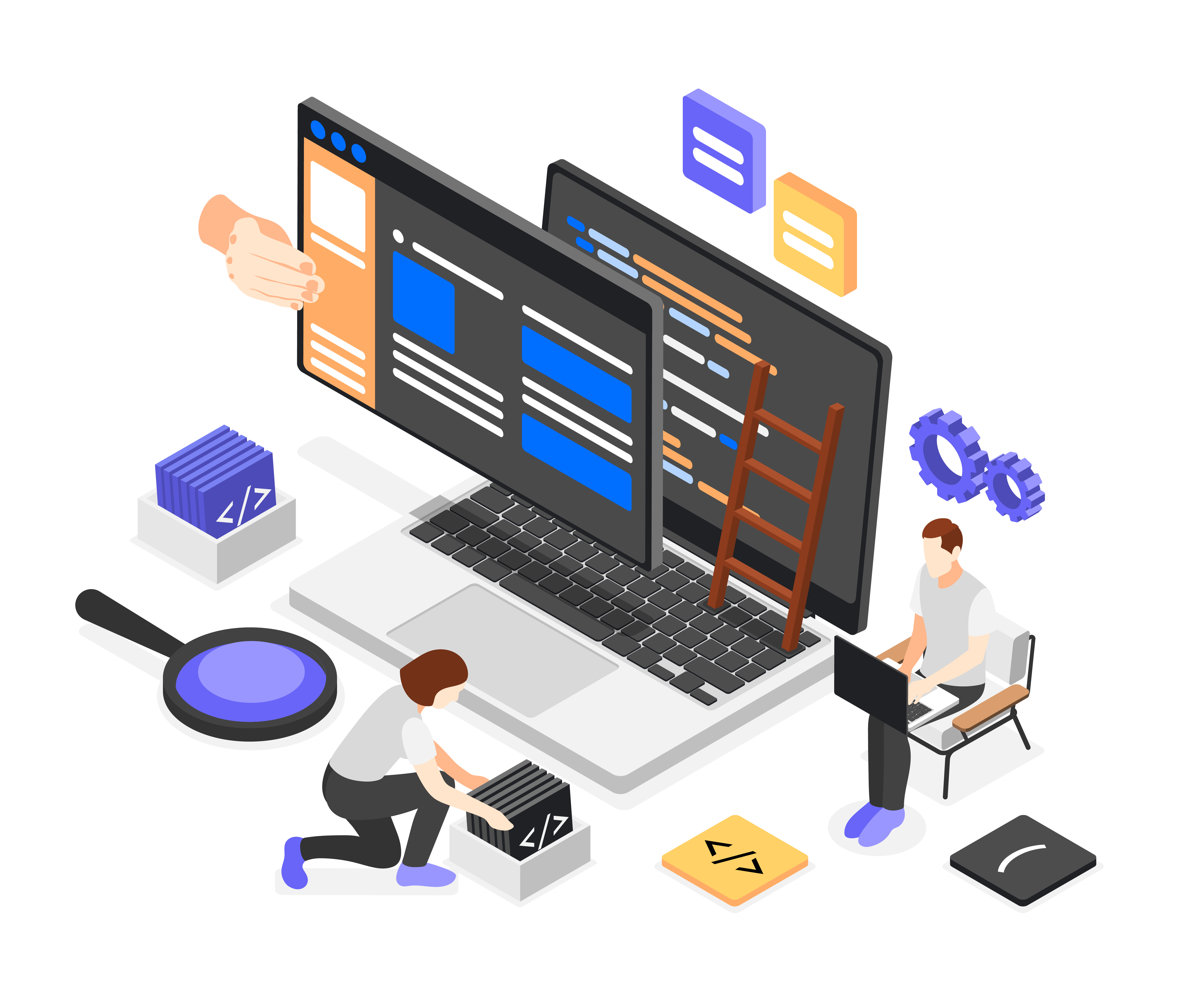 ui and ux designers isometric composition